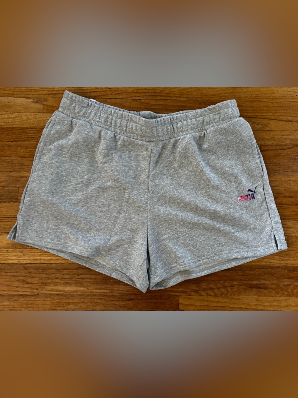 Puma Light Gray Women's Athletic Shorts with Logo